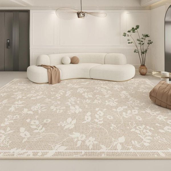 Tapetes francês retro estampado tapete leve estilo luxo de luxo flanela home sala de estar tapete de piso grande área de café sofá quarto