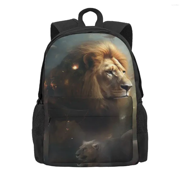 Backpack Lion Mystical Realms University Backpacks Mulheres homens de alta qualidade sacolas escolares de uma mochila legal