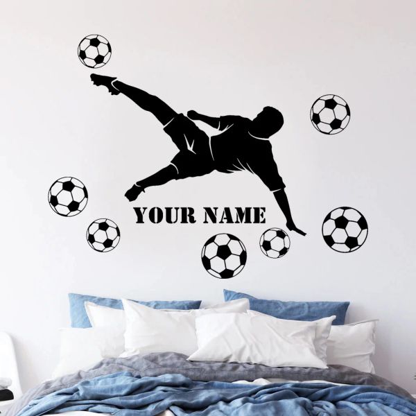 Blazers Nome do futebol personalizado Decalques de parede decoradores de vinil Decorador de casa para meninos Decoração de futebol Adesivo de futebol DIY Murais personalizados G003