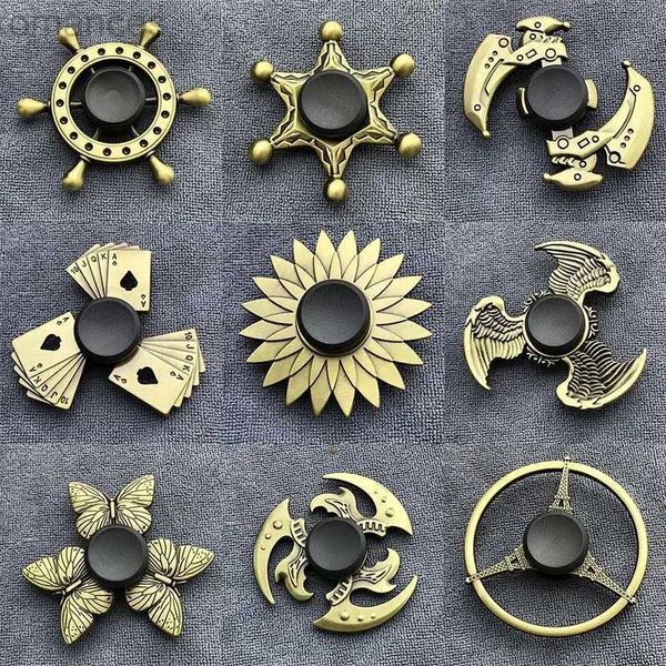 Dekompression Spielzeug Fingerspitze Gyro -Spielzeug (Bronzefarbe) Spinner Antique Messing Metall Hand Spinner Stressabbau Dekompression Spielzeug für Kinder Erwachsene lustig D240424