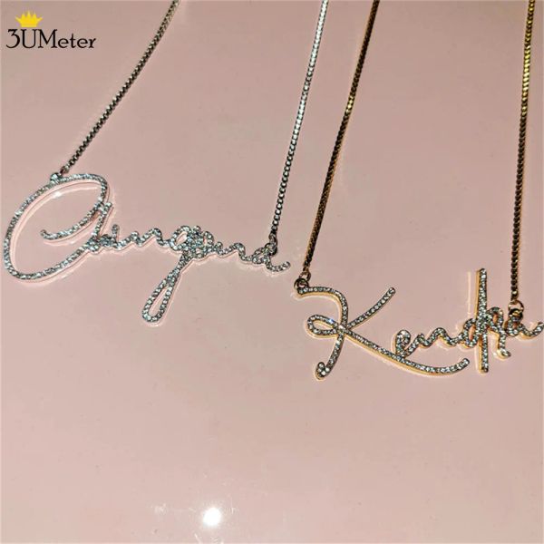 Collane collana di lettera di cristallo personalizzato per donne collane di nome personalizzato con regalo di gioielli personalizzato con diamante con carta regalo personalizzata