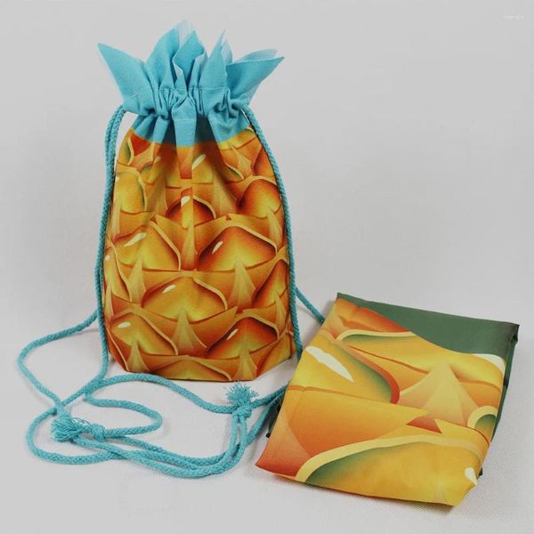 Drawstring unisex sevimli meyve şekli sırt çantası 3D ananas baskısı seyahat yumuşak sırtlı kadın çanta erkek sırt çantaları mochila #t1p