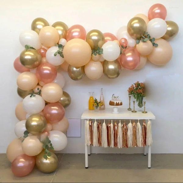 Decoração de festa damasco de ouro rosa ouro balão de balão arco kit chrome chrome globos wedding happy birthday birthda
