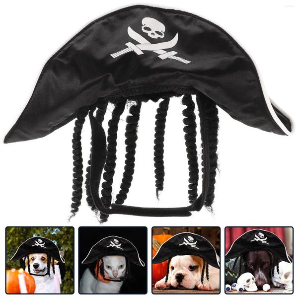 Abbigliamento per cani delicati Design pirata Cappello Decorazione per animali domestici per la festa di Halloween Nero