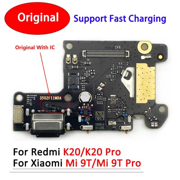 Kablolar Xiaomi için Xiaomi için% 100 Orijinal 9t Pro / Redmi K20 Pro USB Şarj Portu Bağlayıcı Kart Parçaları Mikrofonlu Esnek Kablo