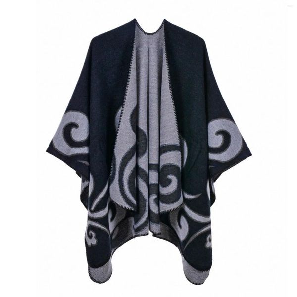 Jackets femininos Casaco de inverno imprimido para feminino para mulheres tricotado CAPES CAPS SHAPL Cardigans embrulhando 2024 Chaquetas