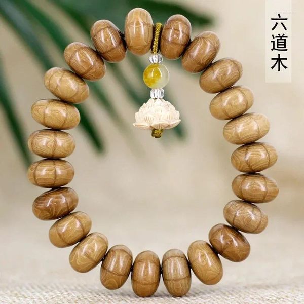 Strand sechs hölzerne Abakusperlen und getrennte Lotus -Stil -Schnur -Bindungsprodukte Dragon Buddha Dekorativen Schmuck