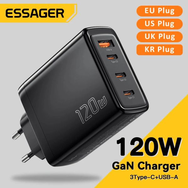 Ensagre de carregadores 120W GAN USB Tipo C Laptop de carregamento 100W PD Fast Charge para MacBook Air M1 M2 Pro iPhone Samsung 65W Tablet Phone Chagers