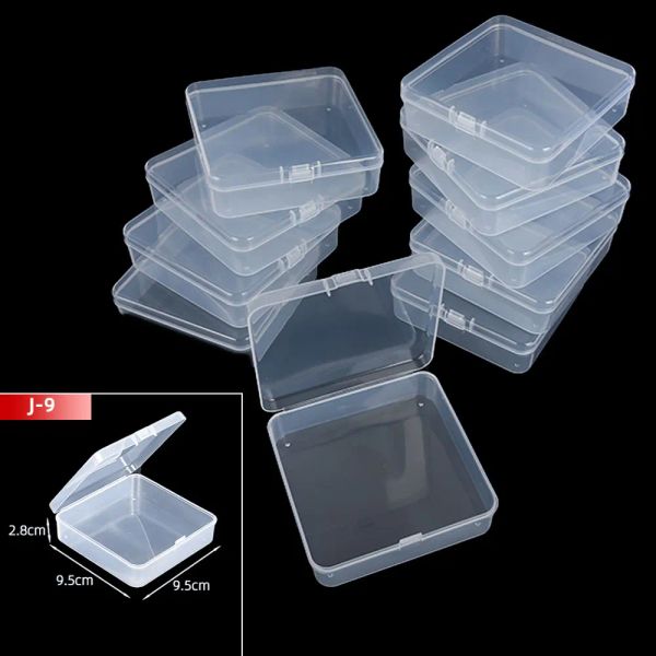 Caixa de armazenamento quadrado da caixa de caixas 10pcs/conjunto de esferas plásticas transparentes Brias de brelhas de jóias Organizador de jóias de caixas pequenas 9.5/8.5/7.5cm