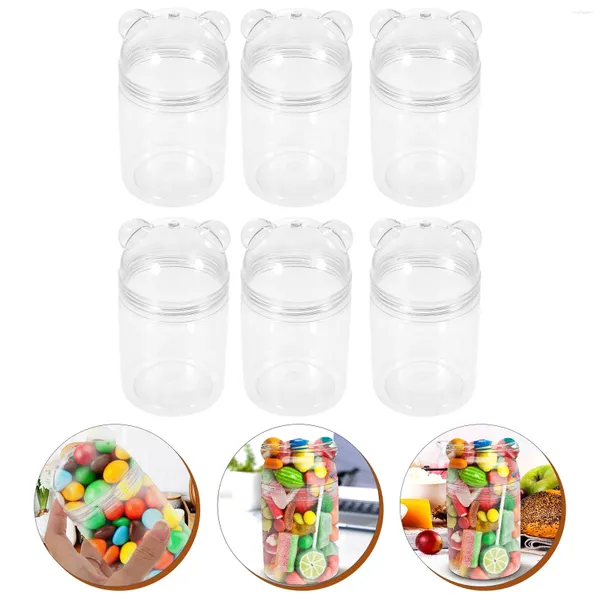 Garrafas de armazenamento 6 PCs Candy Jar desenho animado seco de frutas plástico garrafinha recipiente de mesa criança criança