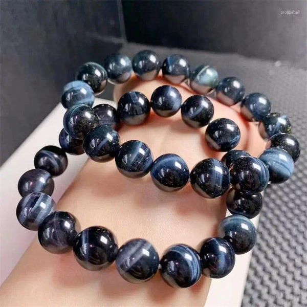 Link Armbänder 12mm natürlicher blauer Tiger Augenstein Armband Schmuck für Frau Mann Fengshui Heilung Reichtum Perlen Kristall Geburtstag Glücksgeschenk