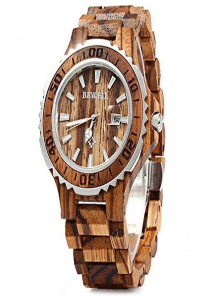 Bewell New Men039S Аналоговые кварцевые деревянные часы с древесным браслетом W100BG 1PCS Multi Colors8102088
