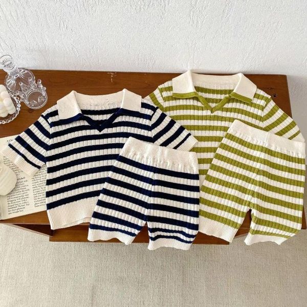 Set di abbigliamento bambine set di vestiti a strisce set per bambini maniche casual top pants outfit estate per bambini magliette a maglia per polo 0-3y