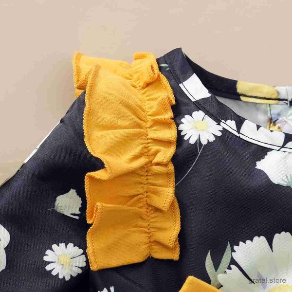 Одежда наборы 2pcs малыш для девочек-одежда набор цветочной топ с длинными рукавами с луком+брюки весенняя осень мода милые наряды для детей 1-4 года 1-4 года