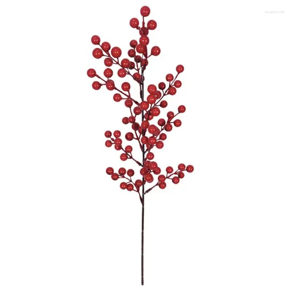 Fiori decorativi 1pc steli di bacche rosse artificiali rami per artigianato per alberi di Natale decorazioni per le vacanze a casa