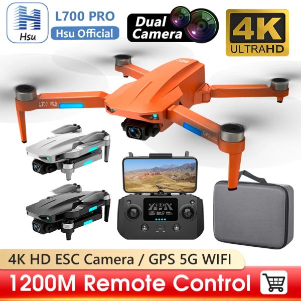 Drones L700 Pro Drone 4K Profissional HD Dual Câmera Motor sem escova DRON GPS 5G WiFi RC Distance 1,2 km FPV Quadcopter vs L900 Pro SE