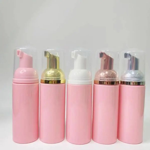 Garrafas 12 x 60 ml mini bomba de espuma plástica rosa recarregável garrafa de cosméticos vazio cílios de limpeza de cílios de limpeza garrafa de shampoo