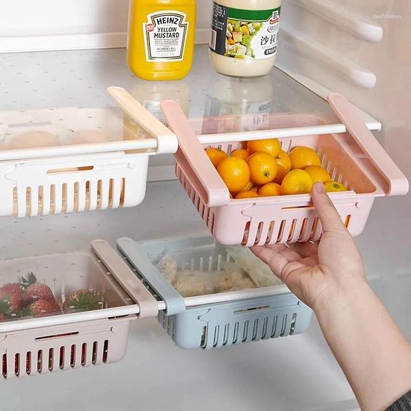 Armazenamento de cozinha Organizador da geladeira gaveta de recipiente plástico caixa