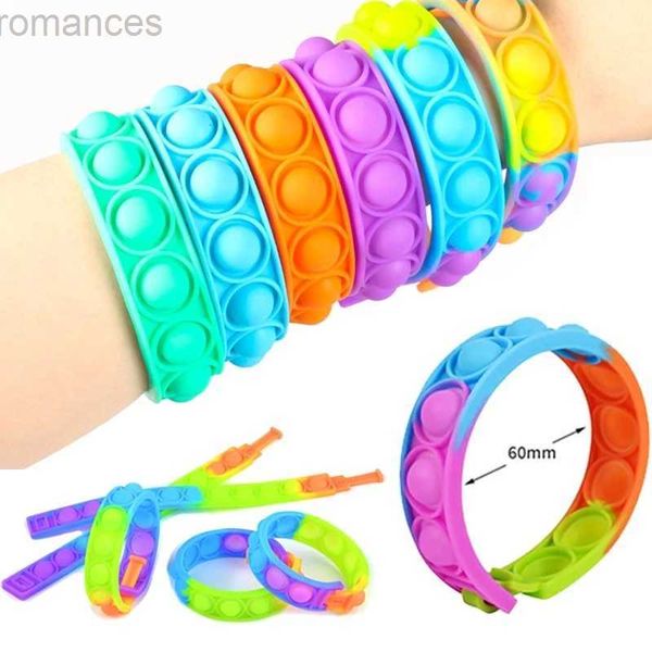 POETTORE DI DECOMPRESSIONE 6pcs Bracciale Push Bubble semplice Dimple Dimple DECOMPRESSIONE ANTI STRESS RELIUVER GIOCHIO PER GIOCHI PER GIOCHI POPITE POPITE TIDGET D240424