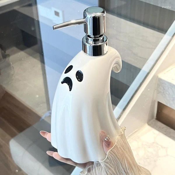 Bottiglie di stoccaggio 400 ml creativa bottiglia di sapone liquida a forma di fantasma kawaii halloween lozione doccia gel shampoo da bagno