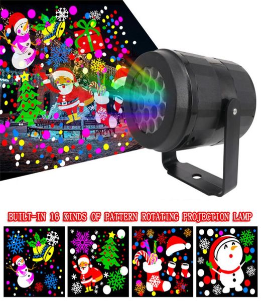 16 motivi Luci di Natale Effetti a LED rotante Effetti laser Proiettore Light Snowflake Proiezione Elk Lampada Night Stage Outdoor indoor L6367352