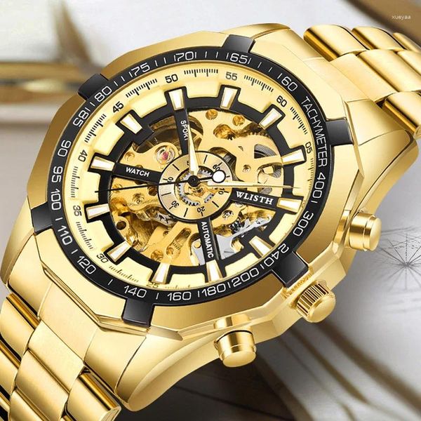 Relógios de pulso moda casual assistência automática 3D Dial Skeleton Hollow mens luminous Military Watches Tourbillon Montre Homme