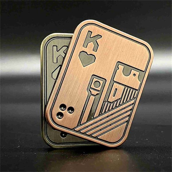 Dekompression Spielzeug AA KK Metal Poker Push Card Toys Novelt Fidget Toys Spinning Top Dekompression Toy Office Stress Relief Toy Geschenk D240424