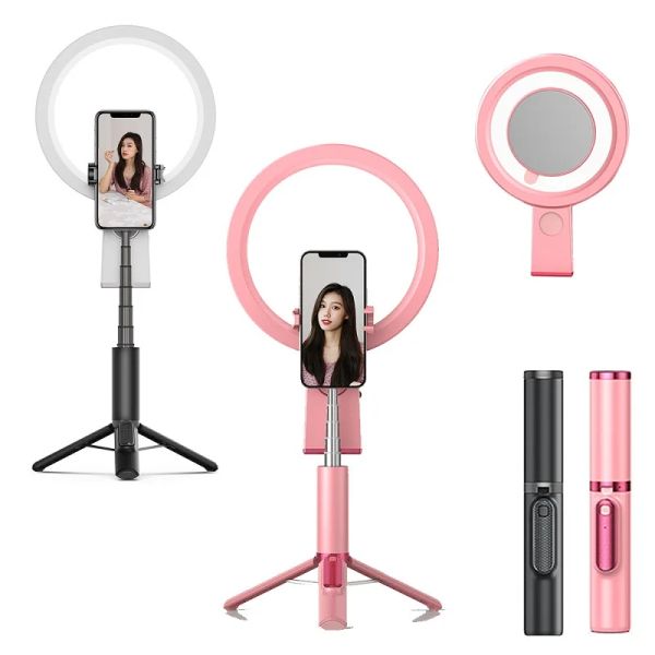 Tripés Selfie Stick Tripé Tripé portátil Bluetooth Wireless Remote Control dobrável Banda Expandível Encha leve