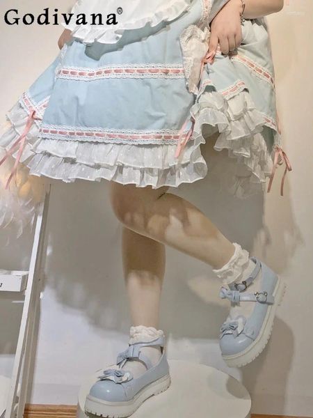 Lässige Schuhe süße süße Lolita Damenkreuz Verband Frühling japanischer Stil Mode elegant All-Match Round Toe Bowknot für Damen