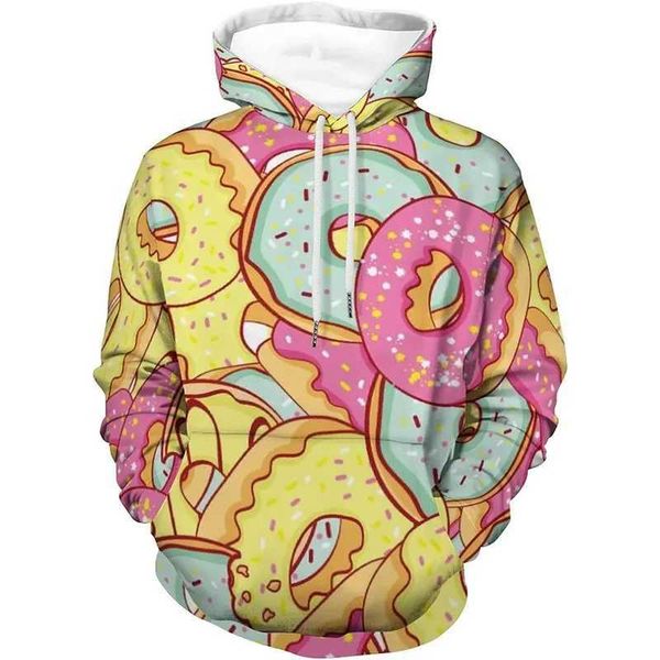 Erkek Hoodies Sweatshirts 3d Tatlılar Çikolata Donut Hoodies Erkekler İçin Moda Sokak Giyseni Kapşonlu Sweatshirtler Kış UNISEX Y2K Komik Hoodie 240424