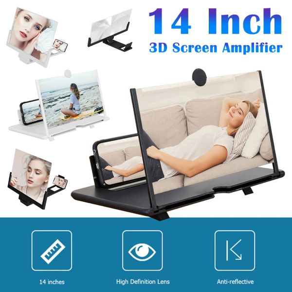 Amplificadores de 14 polegadas 3d Screen amplificador Tela celular Tela Mensageiro HD Expander Smartphone Smartphone Bracket Bracket