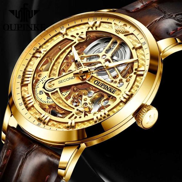 Armbanduhr OUPINKE GROSSE PREISEMPRECHTUNG LUXURY MÄMPER MEN WATCH GOLD GOLD VORMAUTIATION MECHANISCHE WUCHSCHAFT WASGERFORTE LEULDEILE ARGANISCHE WATCH 240423