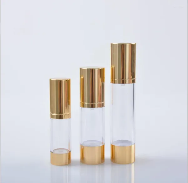 Bottiglie di stoccaggio da 30 ml bottiglia di pompa in plastica in plastica in oro per lozione/emulsione/sier