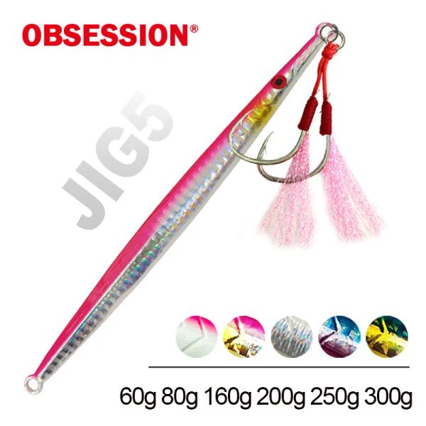 Acessórios Obsessão 60G 80G 160G 200G 250G 300G Deep Sea Sea Metal Metal Jig Jigbait Spoon Isores Jig Lure Lápis Tackle