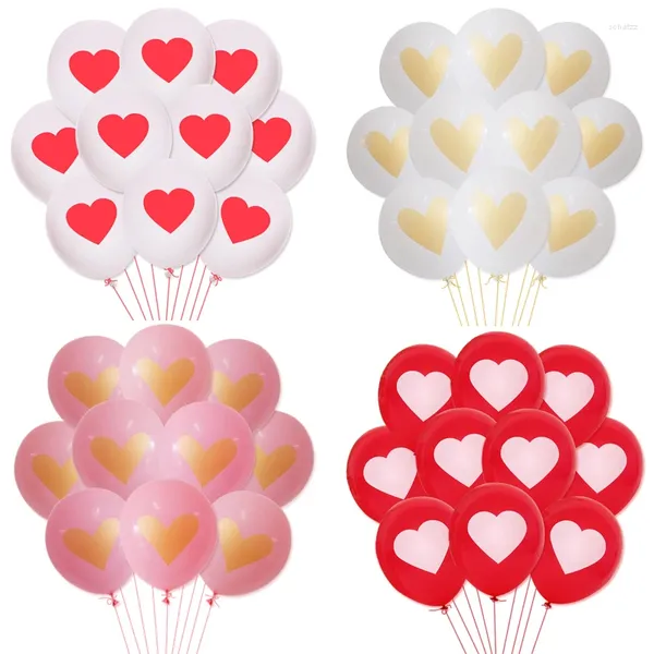 Decoração de festa 10pcs 12 polegadas rosa vermelho amor coração balões de látex dia dos namorados mariaia ballon wedding aniversário pó adereços