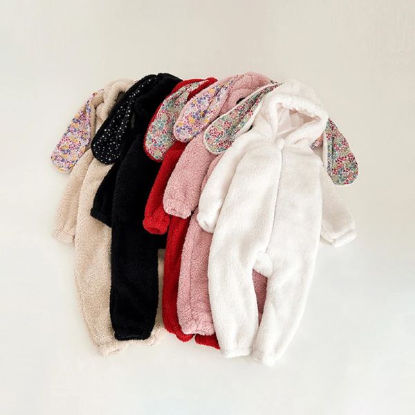 Pezzi baby rompers caloroso pile neonate vestiti vestiti primaverili inverno bambine un pezzo di coniglio abito da sonno per bambini pijama bebe bebe