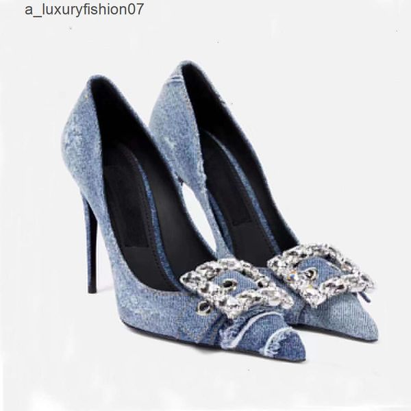 dg dolce and gabbana d&g dolche gabana Вы Scarpe con tacchi alti in denim di moda pompe decorazioni abbellite in cristallo per designer di luxury da 105 mm Abito Shoe Shoe e Women