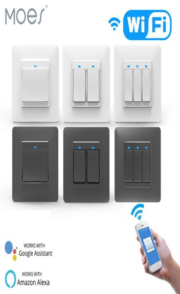 WiFi Smart Push Butter Switch 2way Mulicontrol 123 Gangue destacável Smart Life Tuya App Support Control1330604