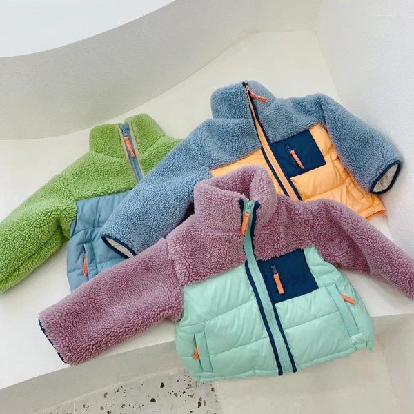 Down Coat Girls Wintermäntel 2024 Ankunft Jungen und Mode Fleece Patchwork Duck Kids Jackets Kleidung 2-7T