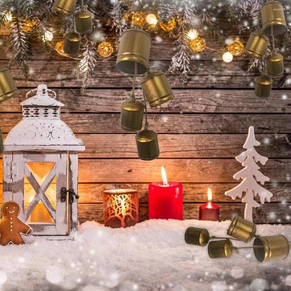 Figurine decorative 4 pezzi di natalizia per campane di natalizio decorazione di corda di cotone deliziosa metallo rustico sospeso di ferro da mucca gigante per giardino