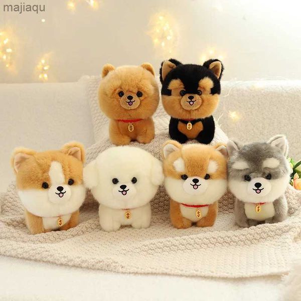 Plüschpuppen Kawaii Teddy Haustiere Lifelike Fluffy Welpen weiche Puppe süße kleine Chow Pommeranische Corgi Yorkie Plüschspielzeug mit Charmegeschenk für girll2404