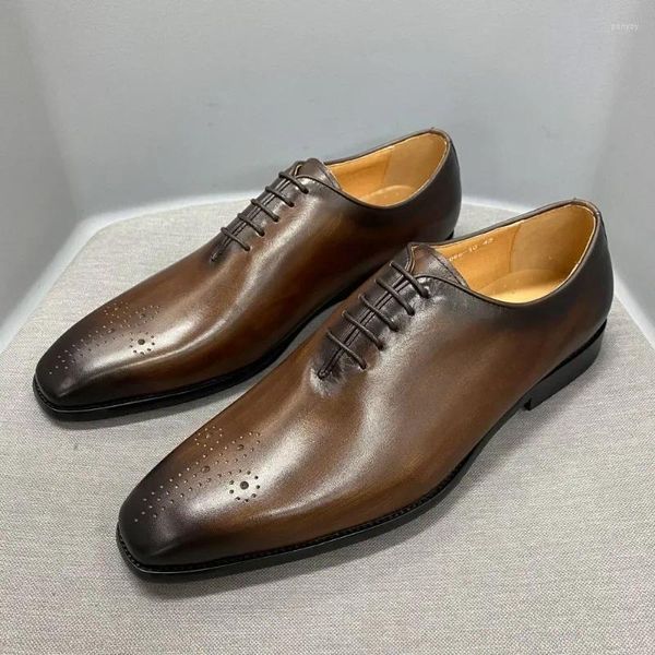 Kleiderschuhe Männer Schuh 2024 Echtes Leder Oxford One Stück handgefertigtes formelles Kleidungsgeschäftsbüro Hochzeit Hochzeit