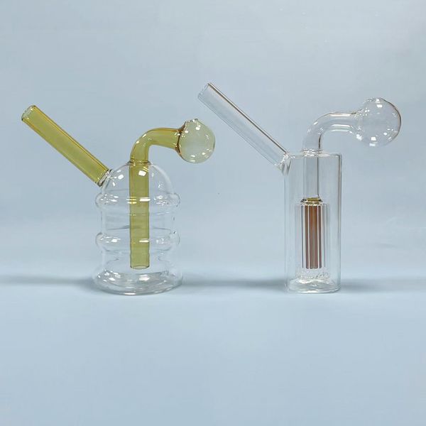 Smokpro Glass Bubbler Burner Burner Fumante Tubo com 3 cm de tigela de tigela grossa pirex vidro fumando água narguilé Mini bong percolator difusor