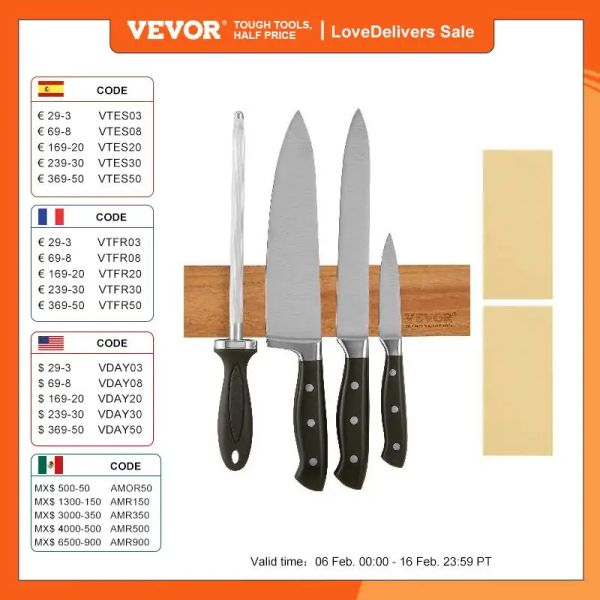 İşlemciler Vevor 10/16/24 '' Ekstra güçlü mıknatısla duvar için manyetik bıçak tutucusu Delme bıçağı şeritleri bıçak eşyaları için organizatör