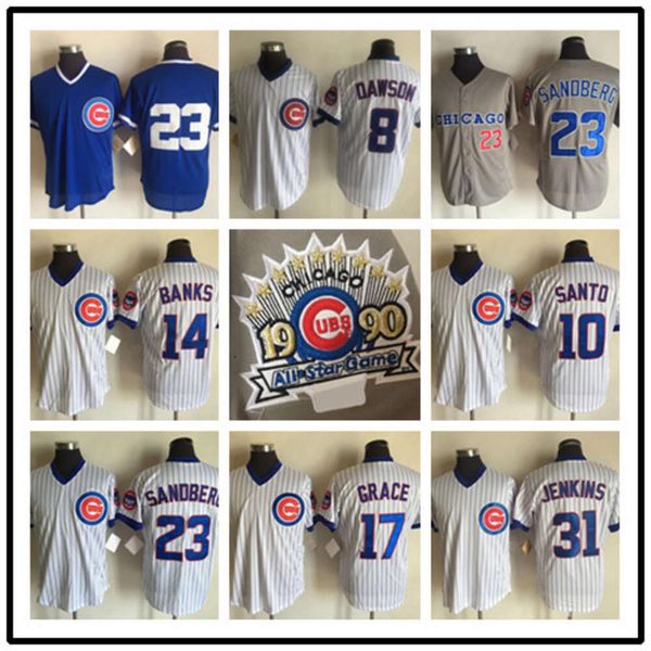 Maglie da baseball ricamato Cubs Jersey 17#Bryant 10#Santo 8#Daesdn