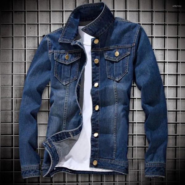 Jackets masculinos jeans machos jeans lapela outono winter streetwear puro cor slim fit jeans jaketes para escola