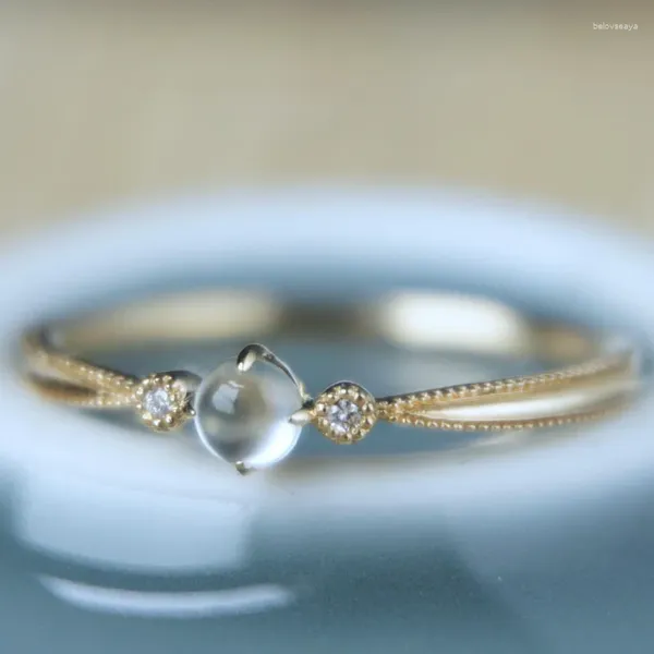 Rings de cluster anel de luar anel claro de zircão opala cristal judeu judeu 18k Plated Gold BOHO DIANTY AJUSTÁVEL DOM