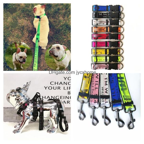 Collari per cani guinzaglio designer guinzaglio per cani collare set di lettere fresche imbracatura in nylon cinghia di sicurezza per auto per alta per piccolo medio l dhlxc