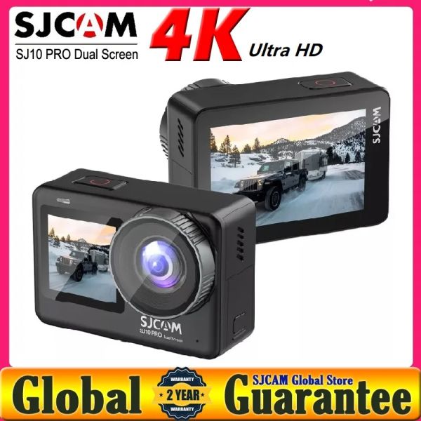 Kameralar SJCAM SJ10 Pro Çift Ekran Anahtarlama 4K/60fps Eylem Kamera H22 yonga seti, mikrofon canlı akış gyro eis wifi uzak spor dv