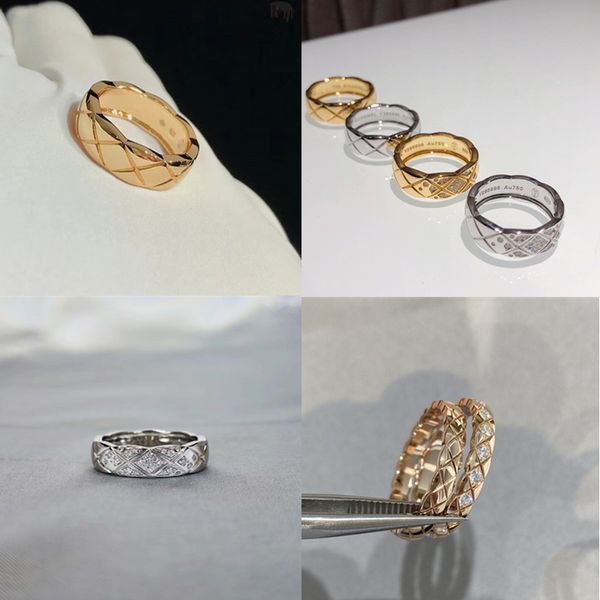 kanaljewelry en kaliteli tasarımcı S925 Sterling Gümüş Elmas Yüzük Kadınlar İnce Lüks 18K Altın Yüzük Klasik Moda Çift Düğün Kardeşi Hediyesi